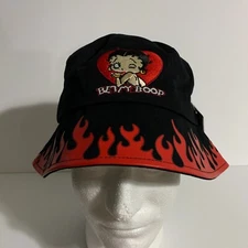 Headgear Classics Bucket Hat Betty Boop Flames Black Red Cap OSFM