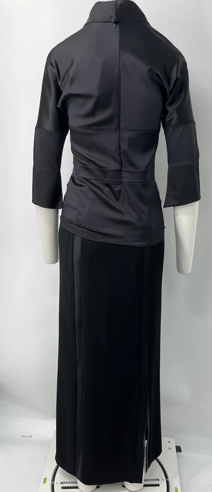 Gianfranco Ferre ALTERADO Negro Cuello Alto Arco-Acento Top + Maxi Falda Conjunto talla 40 Foto 3 de 4