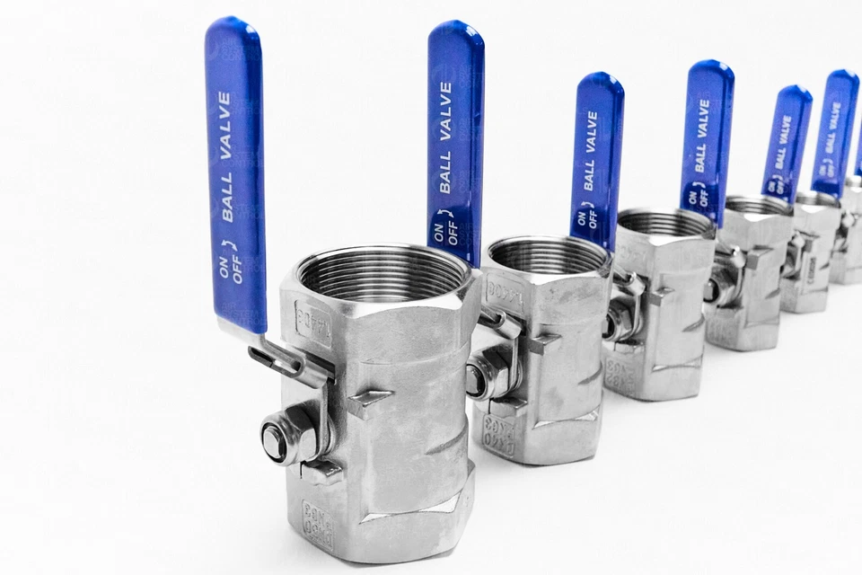 316 Stainless Steel  - 1 Piece - BSPP - Blue Lever Handle Ball Valve - 1/4" - 2" - Image 2 of 4