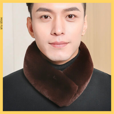 Men's Real Rabbit Fur Scarf Thicken Winter Neck Wrap Warm Collar
