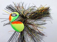 7.5" Bite Back Lure Co Mag 8s Fire Tiger Bucktail Spinner Musky Lure