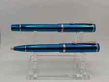 Conklin Duragraph Blue Metal Fountain and Ballpoint Set (Pre-Owned)
