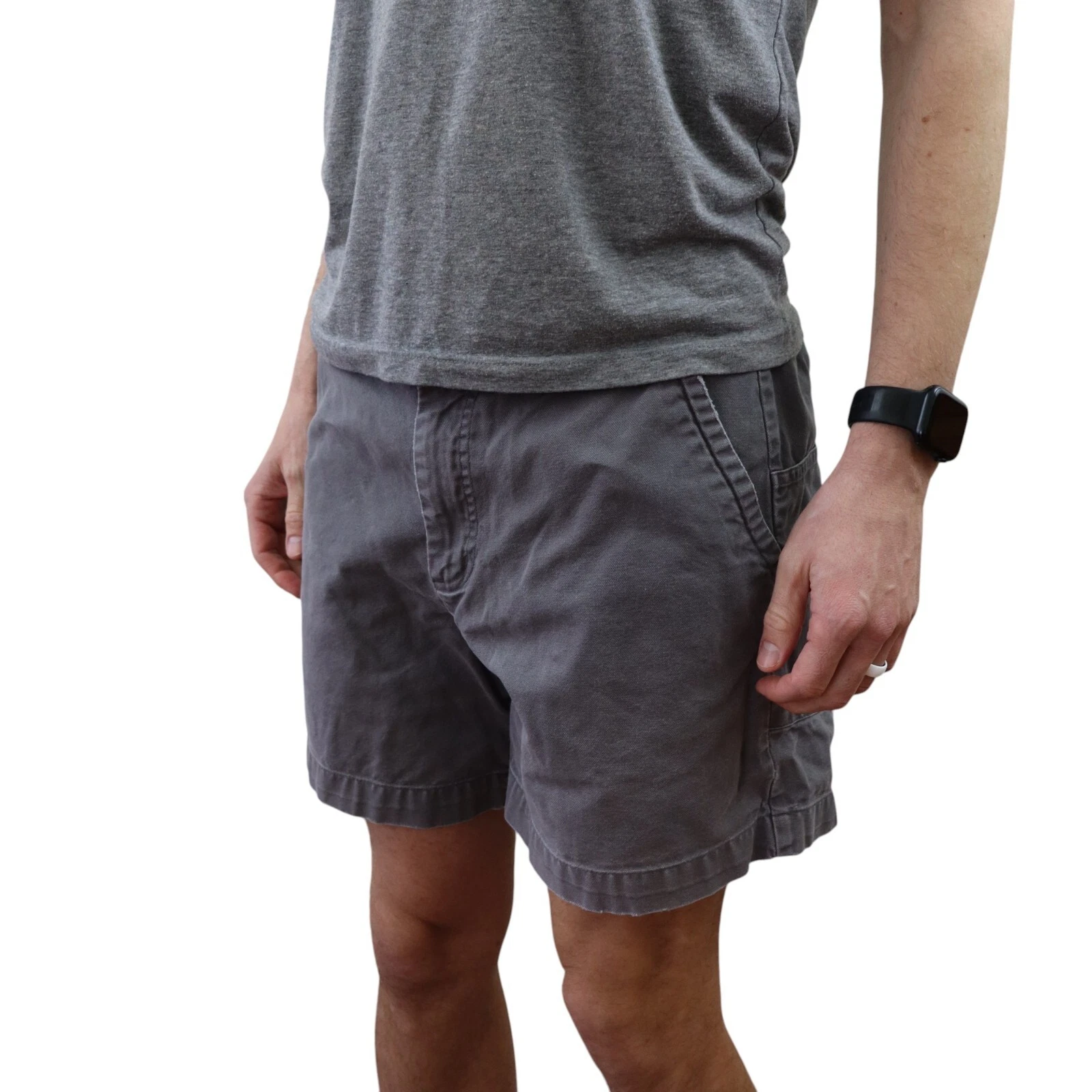Vtg Patagonia Mens Stand Up Hiking Shorts 6" Gray Canvas Denim Outdoor Rugged 32