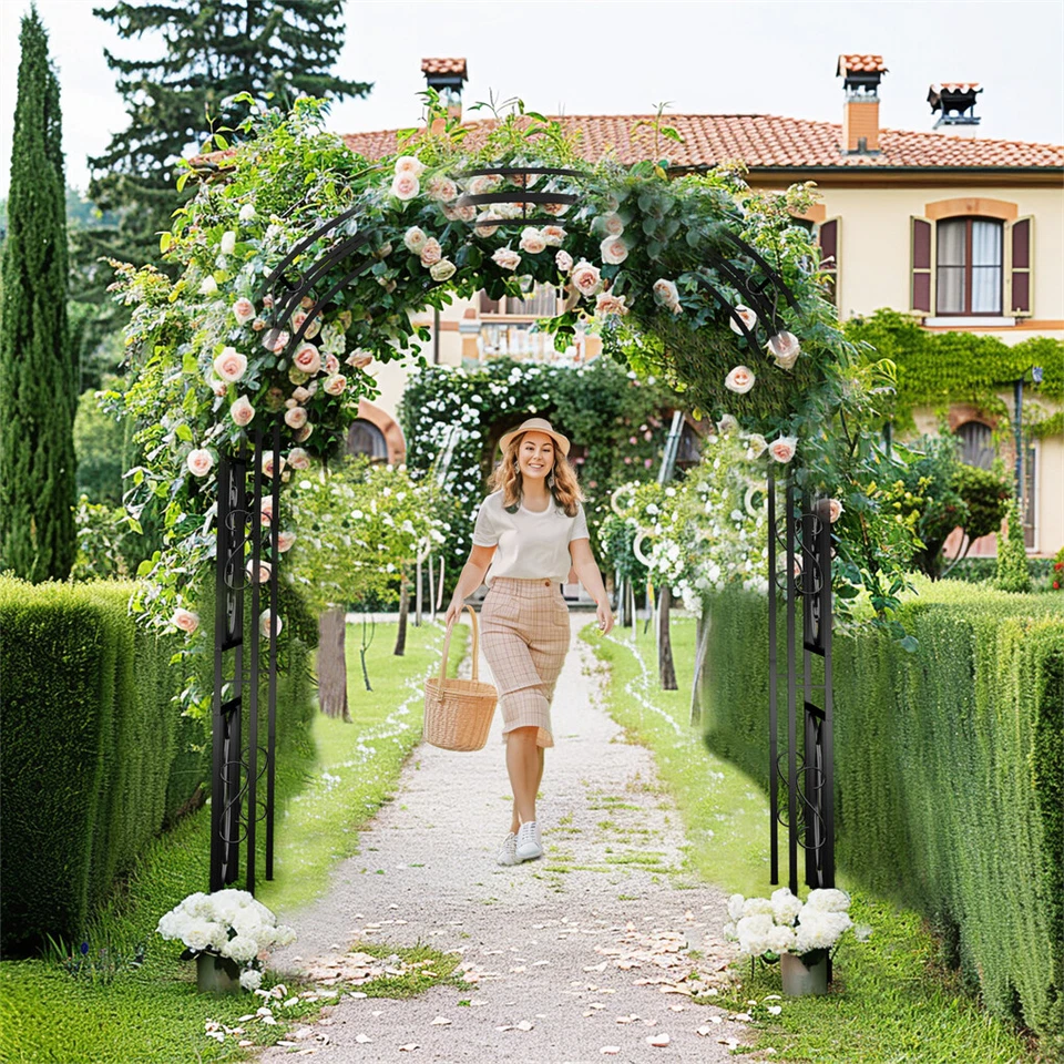 Rust-proof Double Column Garden Arch Trellis Vine Flowers Frame Stand w/ 8 Prong - image 3 of 4