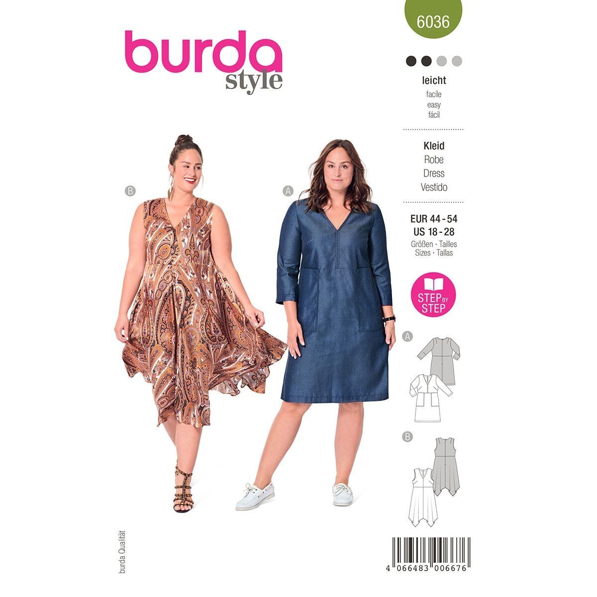 Burda Easy SEWING PATTERN 6036 Plus size Dresses Sizes 18-28 Tracked Postage