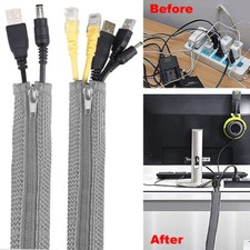 UK Cable Tidy Zip Wire Kit for PC/TV 120cm Desk Cable Management Organisers