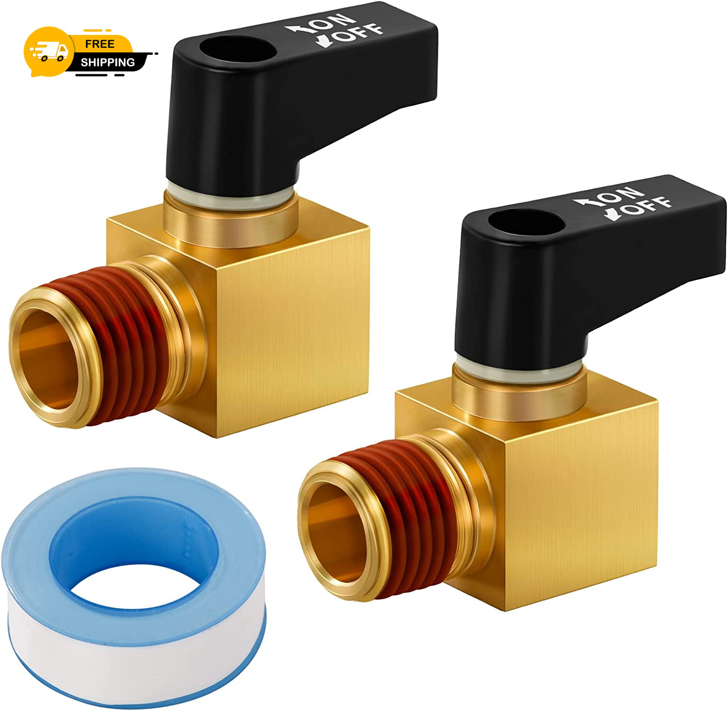 2 Pack Brass Air Compressor Drain Valve 1/4 Inch NPT Male Ball Type Drain Valve