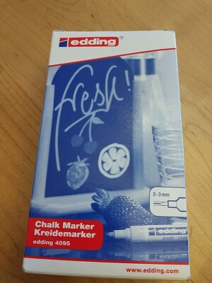 Edding 4095 Chalk Markers Kreidemarker White U.S. Seller Pack Of 10, 2-3mm 