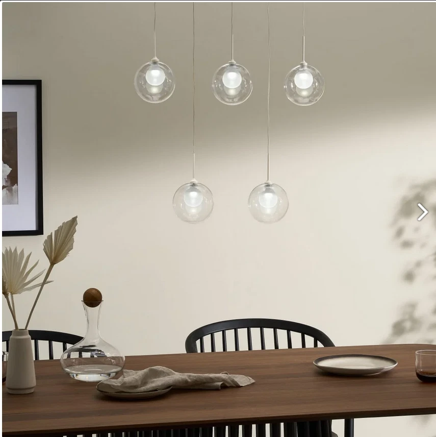 MADE Masako LED Glass Diner Pendant Ceiling Light Ivory
