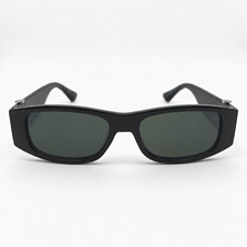Black Rectangular Sunglasses Dark Green Lenses Unisex