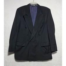 Hugo Boss Catania Double Breasted Blazer Men's 42L Black Super 100 Wool USA Made