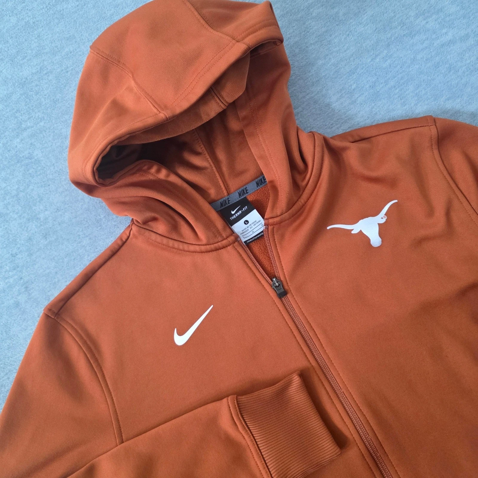 Nike Texas Longhorns Therma-FIT Full Zip Hoodie Mens Large Orange Jacket