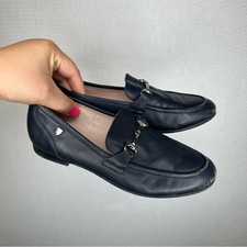 Venettini Navy Blue Hand Made Leather Loafers with Silver Detail
