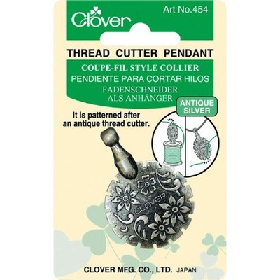 Clover Thread Cutter Pendant, Antique Silver (454) 