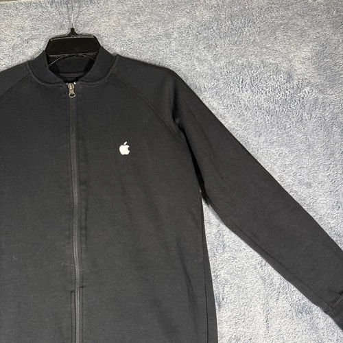Apple Store Employee Jacket Full Zip Adult Size Small Logo Black Cotton Blend image 7