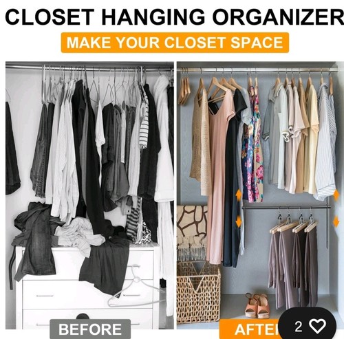 LOT OF 3 -  DOUBLE HANG Extension Hanging Closet Rod  Space Saving Bars NEW