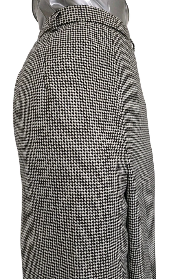 Calça Pendleton Feminina 100% Lã Preta Branca Houndstooth Tamanho 8 - Imagem 3 de 4