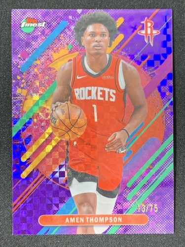 Amen Thompson 2025-26 Topps Finest Rare Purple X-Fractor Base /75 #291