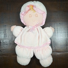 Vintage So Soft EDEN Lovey Sleepy Eyes Blonde Baby Doll Velour Pink Plush Satin
