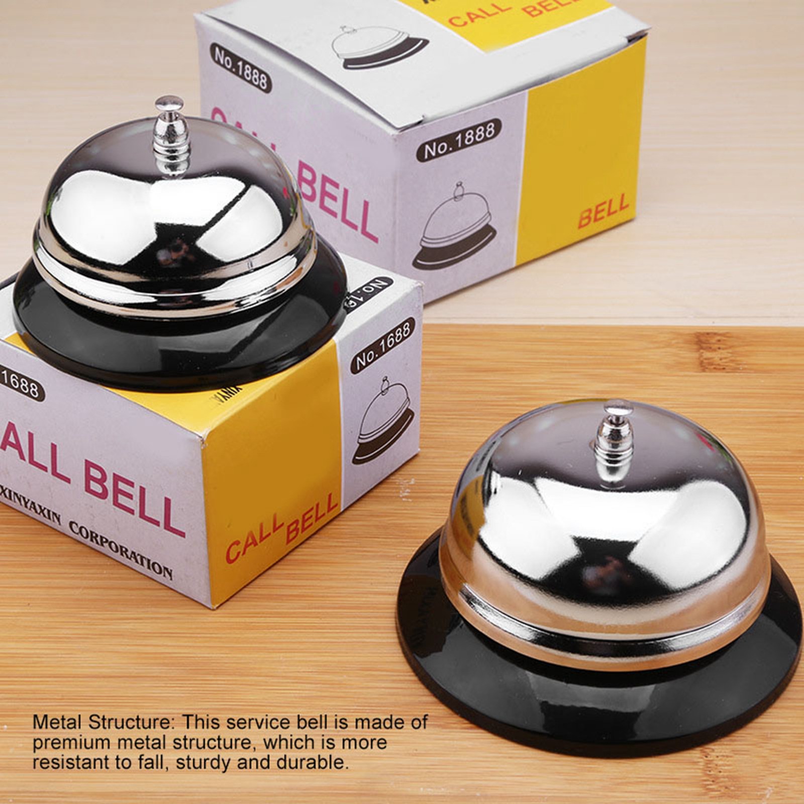 Service Bell Rust Proof Clear Sound Metal Structure Hand Pressed Desk Bell For