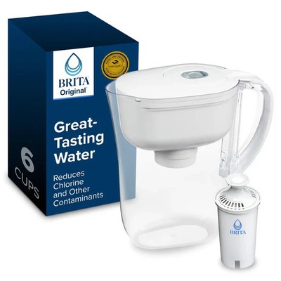Brita Metro Water Filter Pitcher 6-Cup BPA-Free White | 1 Filter Countertop Home