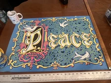 1970 VINTAGE SILKSCREEN UNIVERSAL POSTER CO "PEACE " RARE LOVE BIRD PINUPS Free