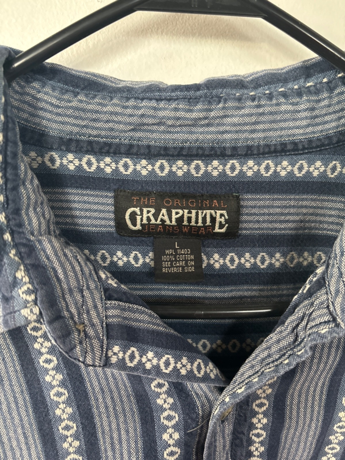 vintage pattern button down graphite size L - image 3