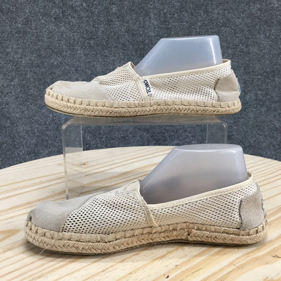 TOMS Zapatos Mujer 5.5 Beige Malla Gamuza Sin Cordones Alpargatas Informales Cómodos Planos Foto 2 de 4