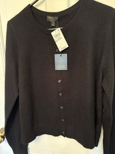 Charter Club Luxury Cashmere Cardigan Black Sweater XL New
