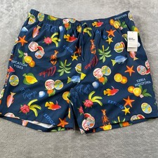 OLD NAVY Swim Trunks Mens XL Blue Tropical Fish Aloha Vacation Summer Beach