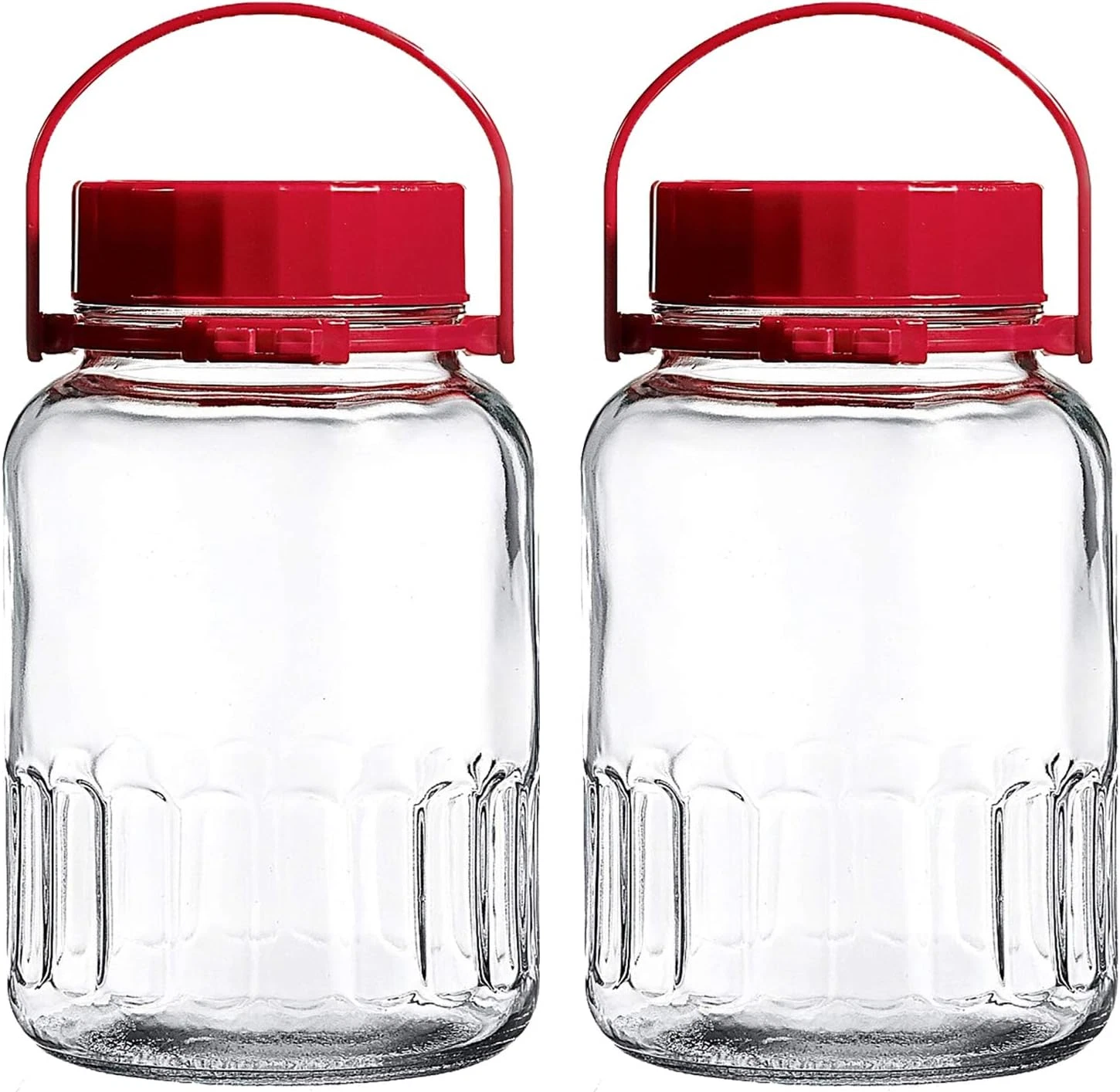 1 Gallon Glass Jar with Lid Wide Mouth Airtight Plastic Pour Spout Lids Bulk-Dry
