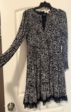Michael Kors Med Cream & Black Balloon Sleeve Dress / Tunic Flowy Party Spring