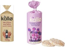 Kallo Protein Packed Lentil Cakes, 100g & Blueberry & Vanilla Rice & Corn Cakes
