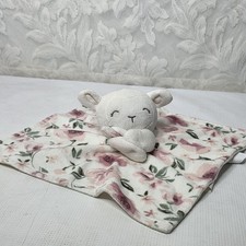 Modern Moments Gerber Security Blanket Lamb Floral Plush Pink White Lovey 12"
