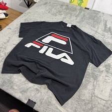 VTG 90s Fila Big Logo Spellout Tshirt Mens M Made in USA Single Stitch Sports