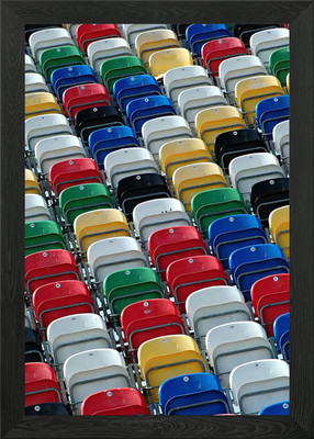 Bunte Stadionsitze 02 gerahmtes Wandbild Poster Leinwanddruck Bild