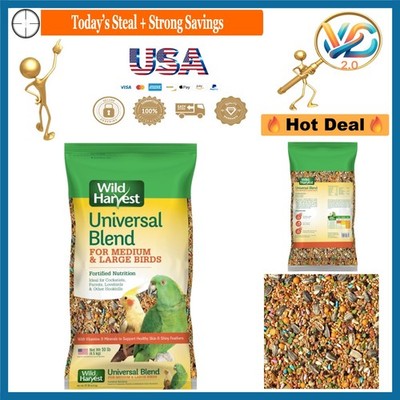 Universal Bird Food for Medium & Large Birds 10lb Fortified Seed & Veggie Blend