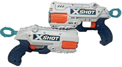 Lot of 2 Zuru X Shot Dart Gun 6 shot White Shooter - 2-Guns  Tested Works N4