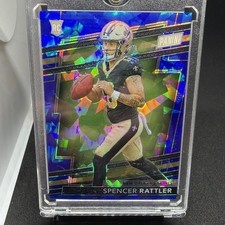 2024 National VIP Rookie Blue Cracked Ice Prizm Spencer Rattler 10/124 Saints 
