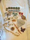 Antique Vtg Junk Costume Jewelry Some Signed For Repair Crafts Parts Rhinestones