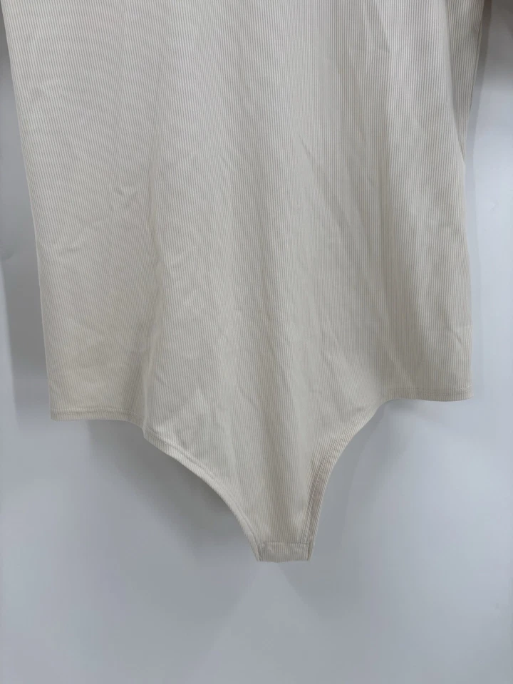 Spanx Suit Yourself Bodysuit Womens XL Ivory Cream Short Sleeves Ribbed Knit - Image 3 of 4