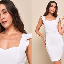 LULUS Bridal Bachelorette Engagement Bridal Shower Sexy Squareneck Mini Dress