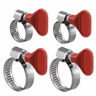 Wideskall 4 Piece Key Type Twist Adjustable Stainless Steel Hose Clamp Set Kit