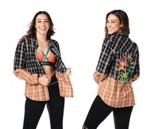 Zumba Original Button Up Shirt ~ Bold Black ~ XS ~ New! Free Ship