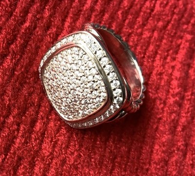 Ring 925 Sterling Silber Pavé Lab Created Diamanten Größe 7,5 Designer Style LESEN