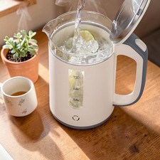 White Electric Kettle Stainless Steel Water  1.2L 1000W Borosilicate Glass Home