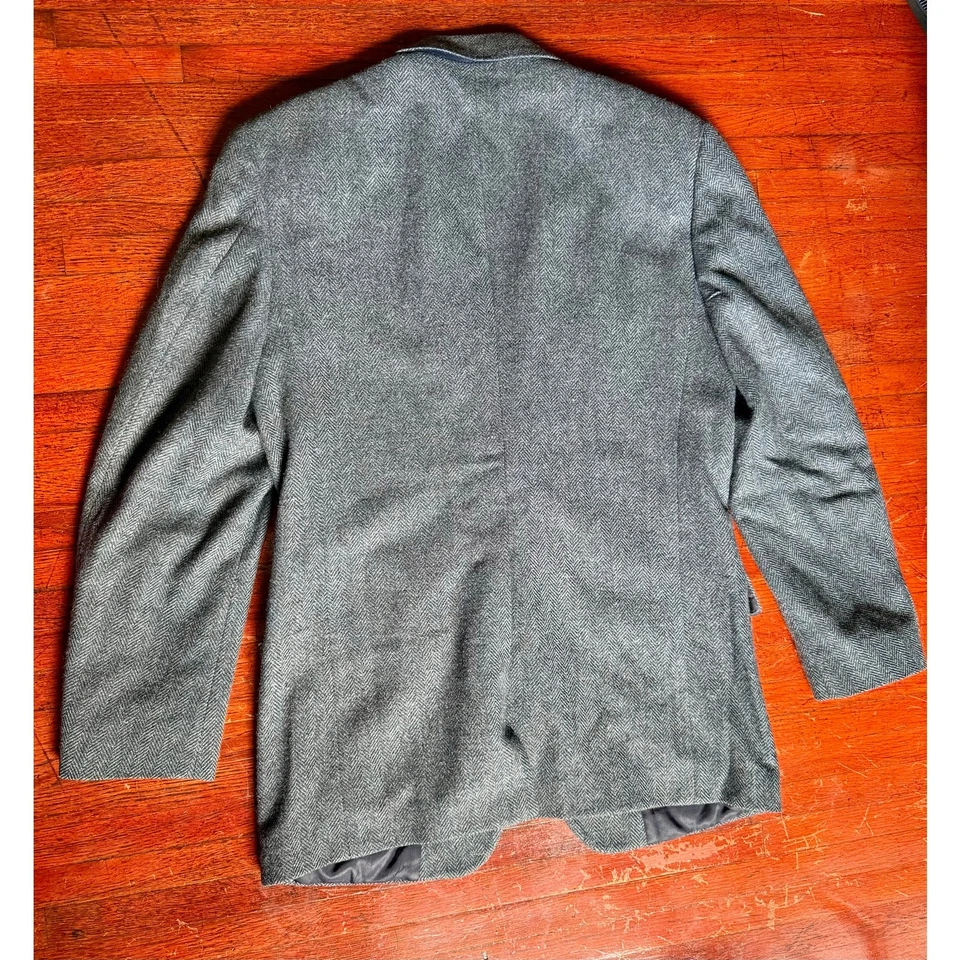 Blazer Abrigo Deportivo Grande Para Hombre Vintage Esterlina y Caza Azul Gris Lana Espiga Foto 2 de 4