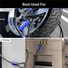 5/8 In. X 7 Ft. Steel Cable Loop End Bike Lock Security Heavy Duty Vinyl Wrap