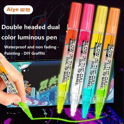 Leuchtmarker Fluoreszierend Mehrfarben Wende-Neon Marker 2-in-1 flexibler Kopf