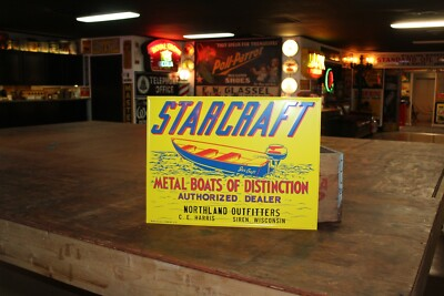 #ad STARCRAFT BOATS DEALER EMBOSSED METAL SIGN GAS OIL MARINE FISHING MOTOR OIL GAS $275.00